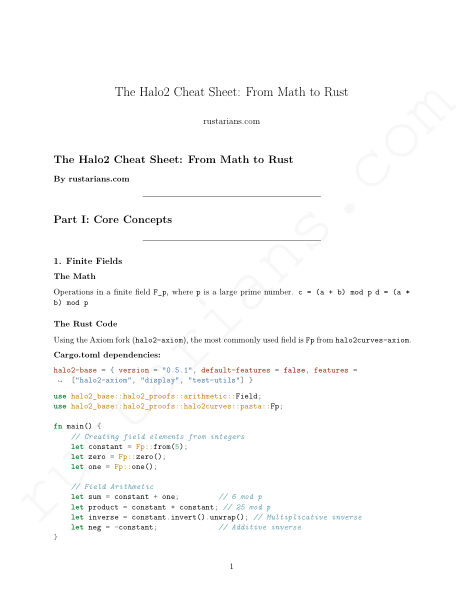 Halo2 Cheat Sheet preview - first page